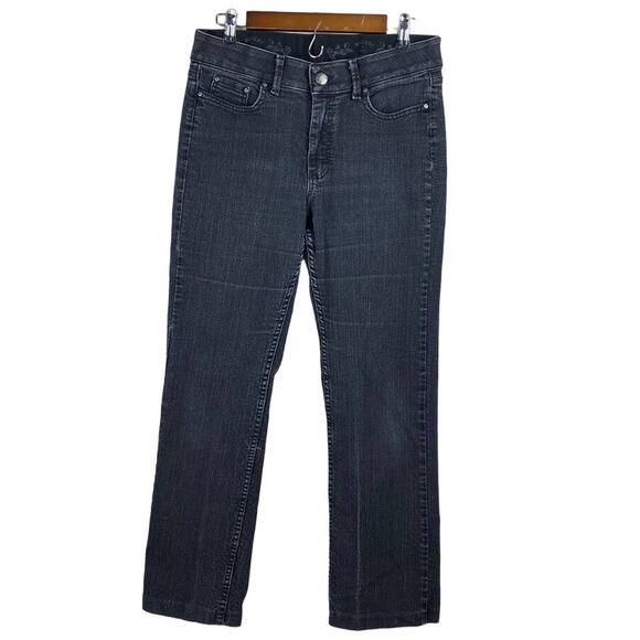 Riders by Lee Curvier Women Black Wash Denim Mid Rise Straight Leg Jeans 10 M - Picture 1 of 8